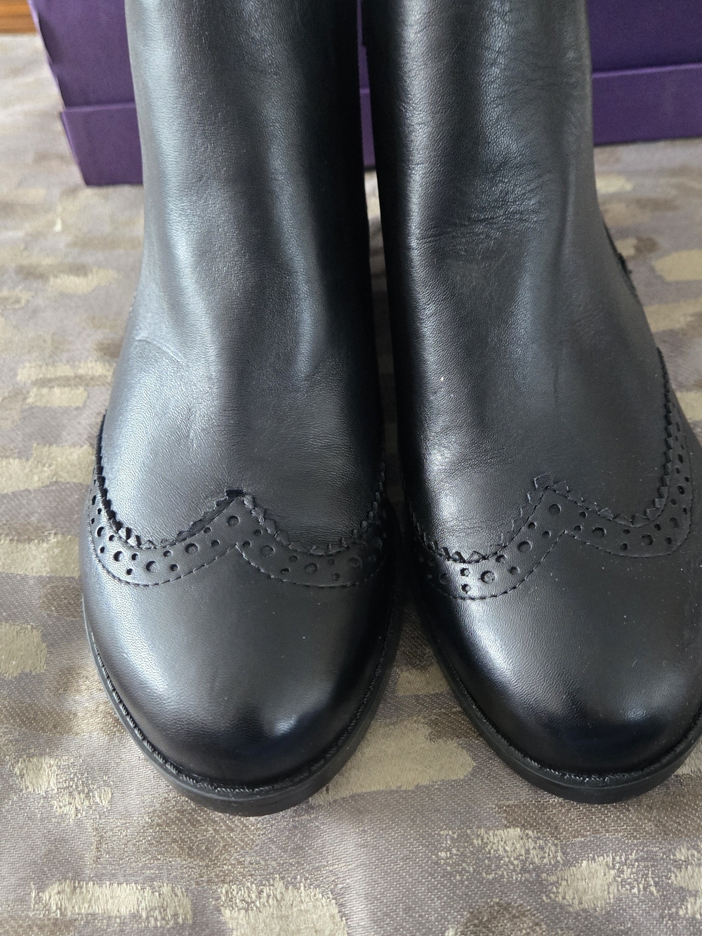 David Tate Black Leather Brogue Ankle Boots 10.5 WW